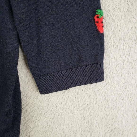 Talbots Sweater Women's Size Large L Navy Blue Fruit Knit Pullover LS - Picture 7 of 9